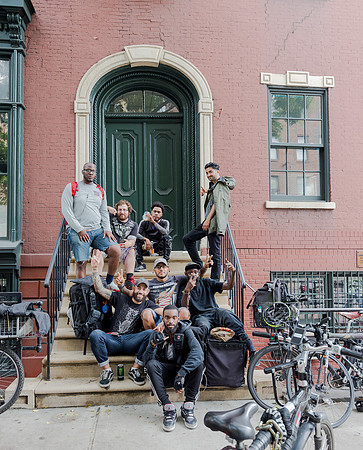Cycle couriers in  Bleecker Street, Manhattan, New York 2017